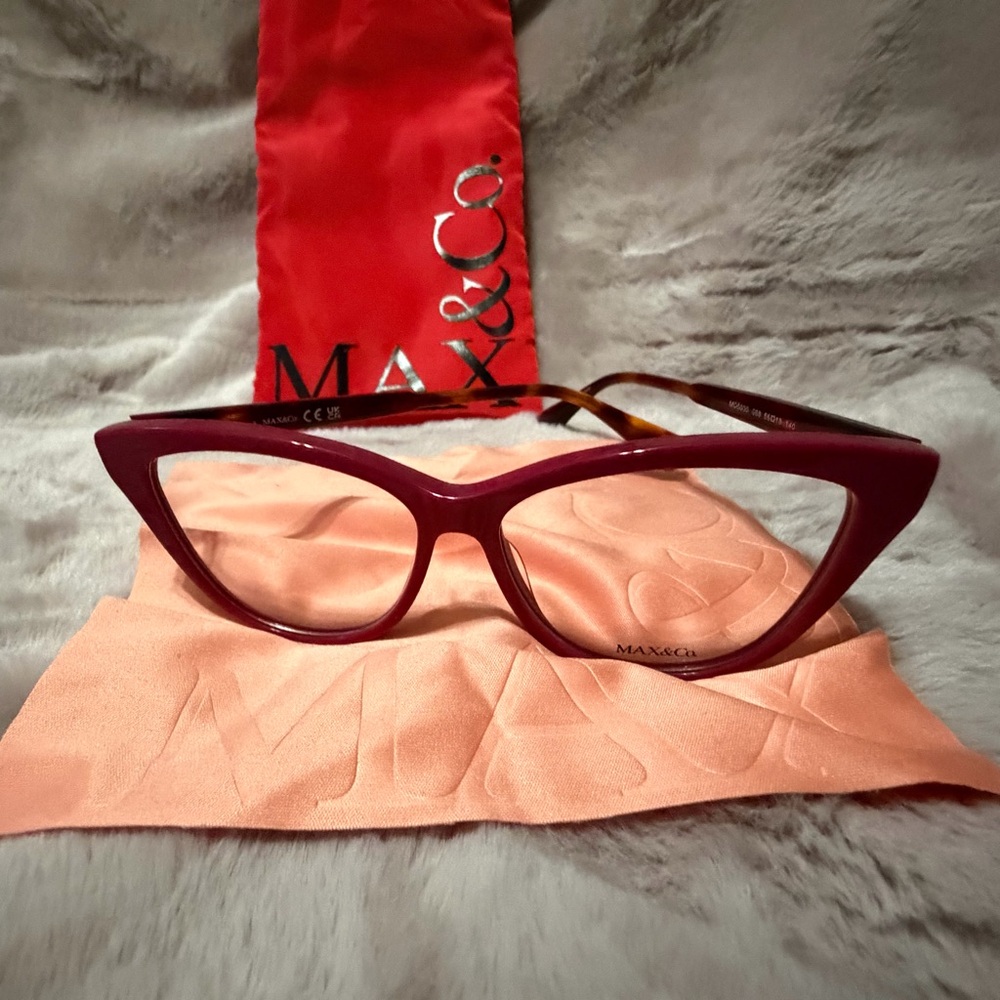 NWOT Max & Co MO5030 Women's Red Cat-Eye Glasses